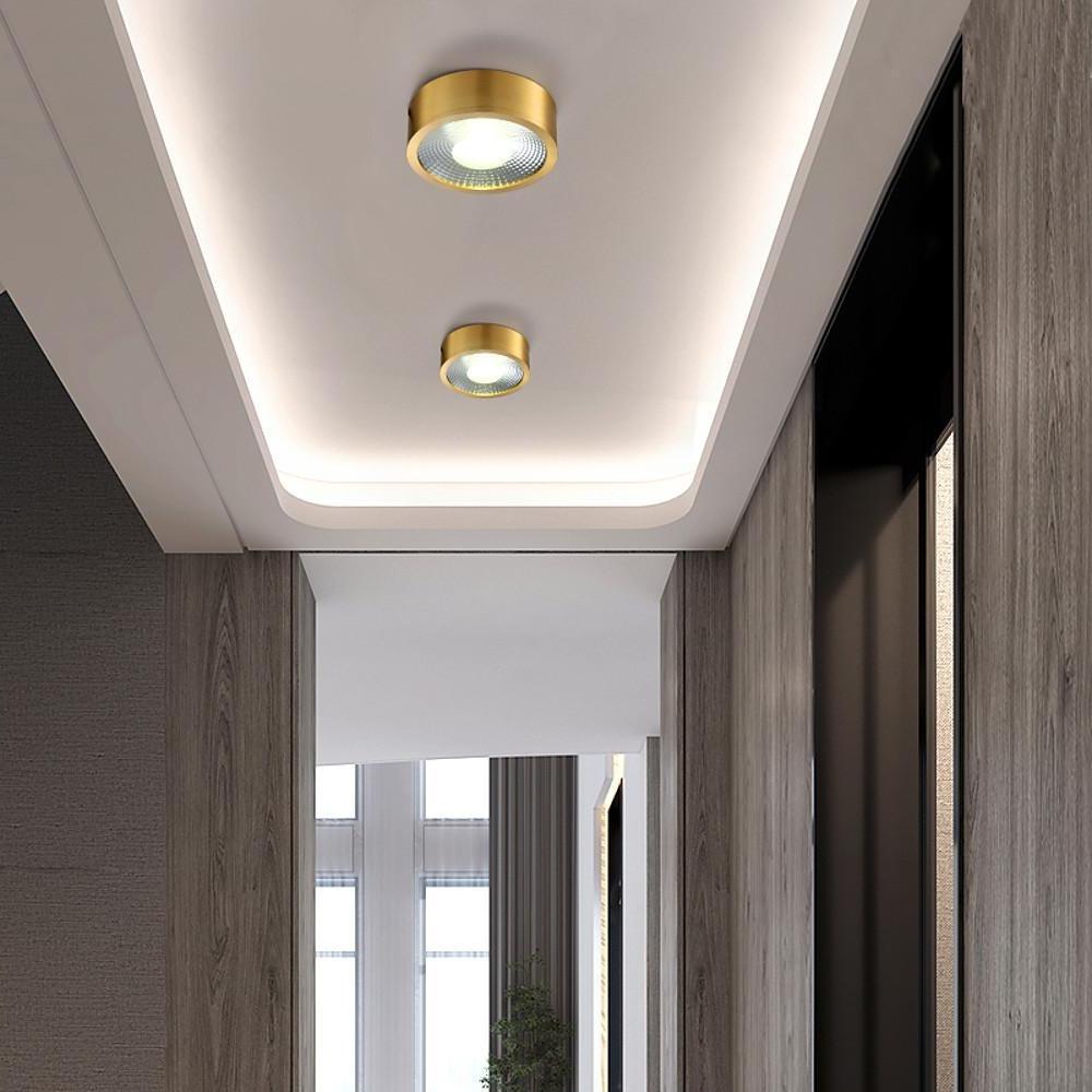 Modern Gold Copper LED Ceiling Light Flush Mount Round Acrylic Lamp for Bedroom Office