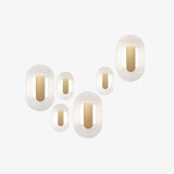 Button Modern Striped Glass Wall Sconce Satin Brass LED Indoor Lighting Fixture