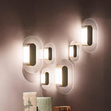Button Modern Striped Glass Wall Sconce Satin Brass LED Indoor Lighting Fixture