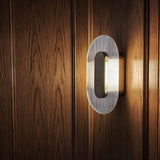 Button Modern Striped Glass Wall Sconce Satin Brass LED Indoor Lighting Fixture