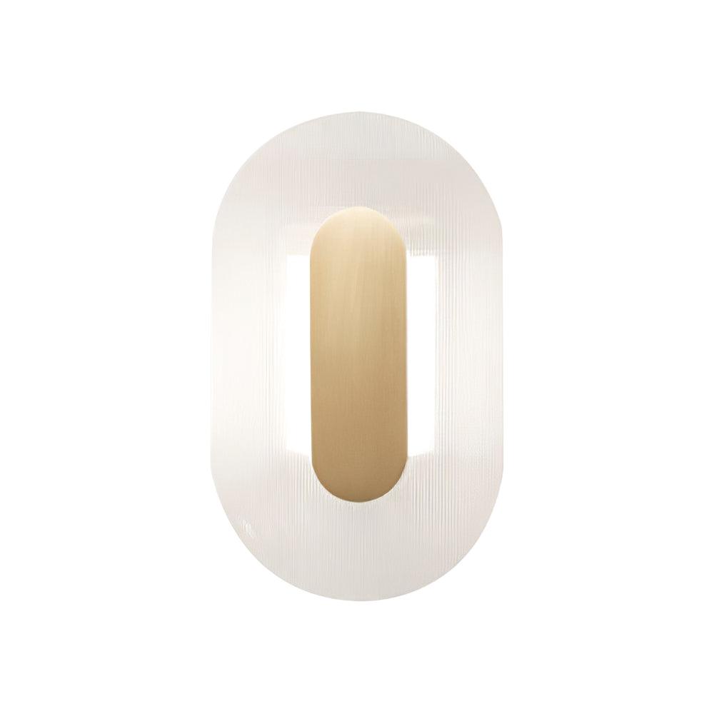 Button Modern Striped Glass Wall Sconce Satin Brass LED Indoor Lighting Fixture
