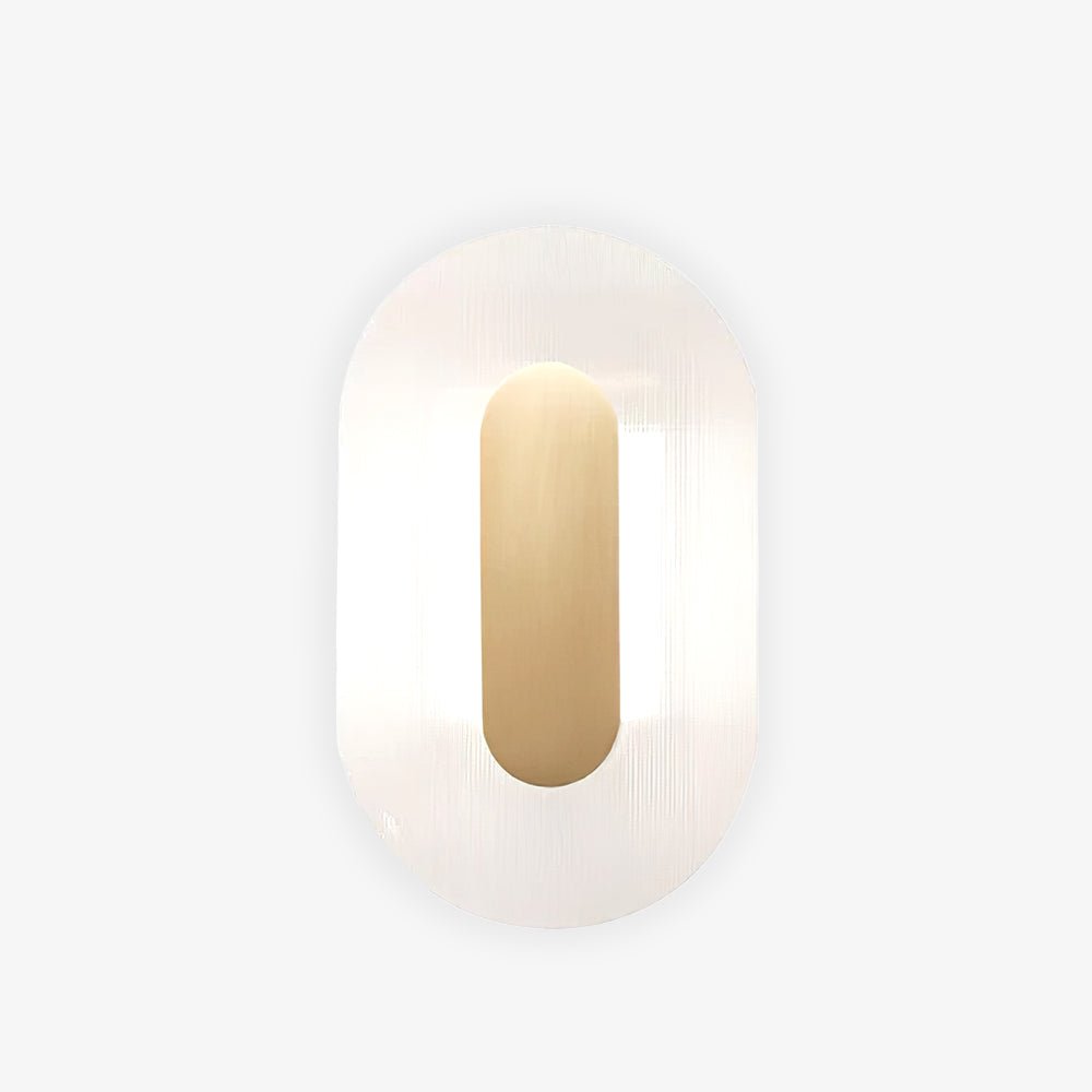 Button Modern Striped Glass Wall Sconce Satin Brass LED Indoor Lighting Fixture