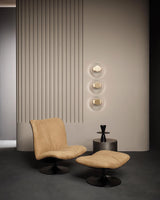Button Modern Striped Glass Wall Sconce Satin Brass LED Indoor Lighting Fixture