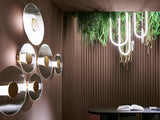 Button Modern Striped Glass Wall Sconce Satin Brass LED Indoor Lighting Fixture