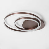 Modern Dimmable Multi Circle LED Flush Mount Ceiling Light for Living Room and Bedroom in Coffee Finish