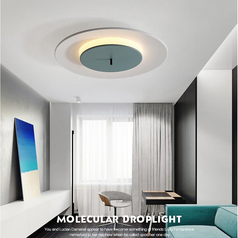 Modern Geometric Double Circle LED Flush Mount Ceiling Light for Bedroom and Hallway