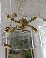 Calvert Gold Modern Ceiling Chandelier with Clear Textured Glass Shades