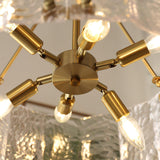 Calvert Gold Modern Ceiling Chandelier with Clear Textured Glass Shades