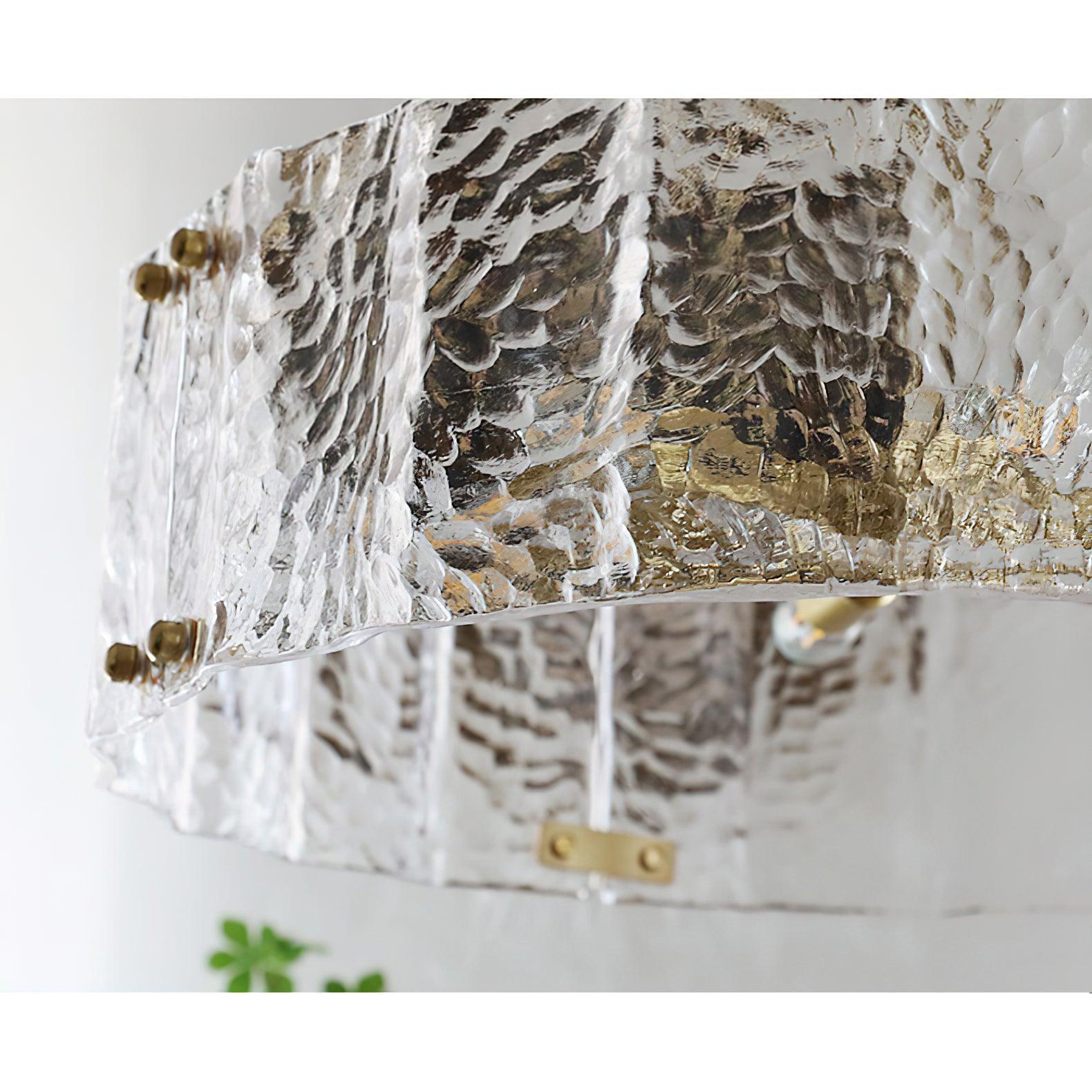Calvert Gold Modern Ceiling Chandelier with Clear Textured Glass Shades
