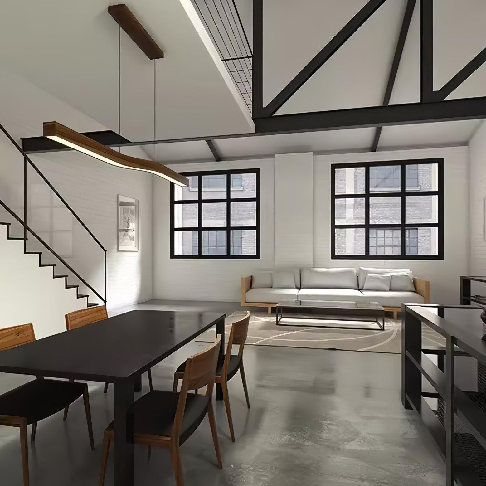 Camur Linear Ceiling Pendant Light Modern Minimalist LED Hanging Lamp for Office and Dining