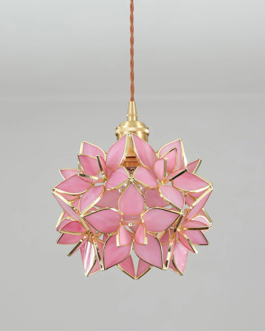 Capiz Shell Flower Sphere Pendant Light Brass Hanging Lamp for Dining Room