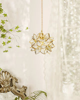 Capiz Shell Flower Sphere Pendant Light Brass Hanging Lamp for Dining Room