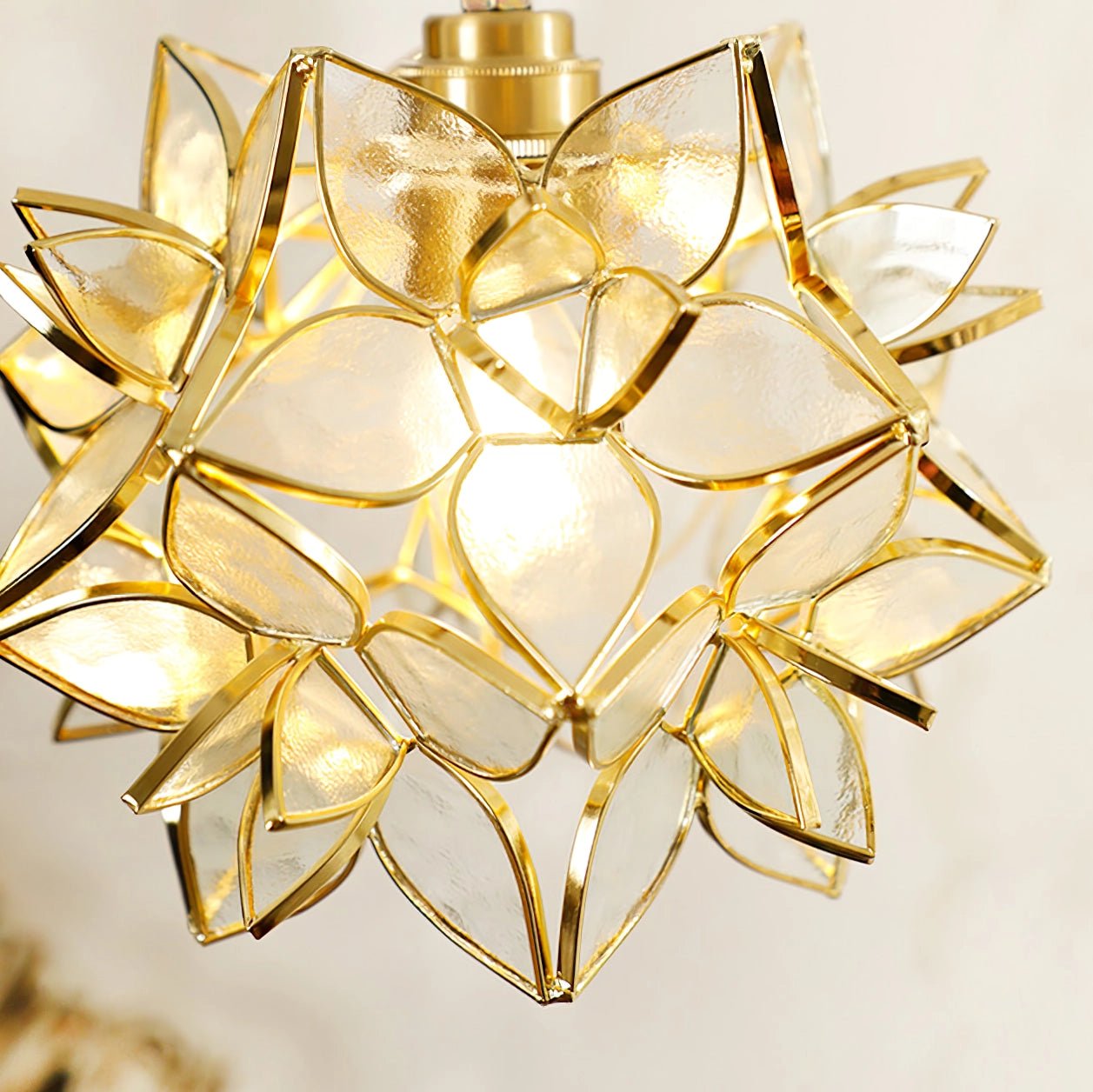 Capiz Shell Flower Sphere Pendant Light Brass Hanging Lamp for Dining Room
