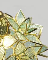 Capiz Shell Flower Sphere Pendant Light Brass Hanging Lamp for Dining Room