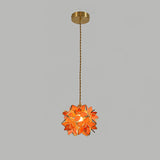 Capiz Shell Flower Sphere Pendant Light Brass Hanging Lamp for Dining Room