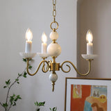 Carlita Contemporary Brass Chandelier with White Glass Shades for Dining Room