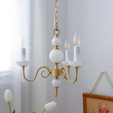 Carlita Contemporary Brass Chandelier with White Glass Shades for Dining Room