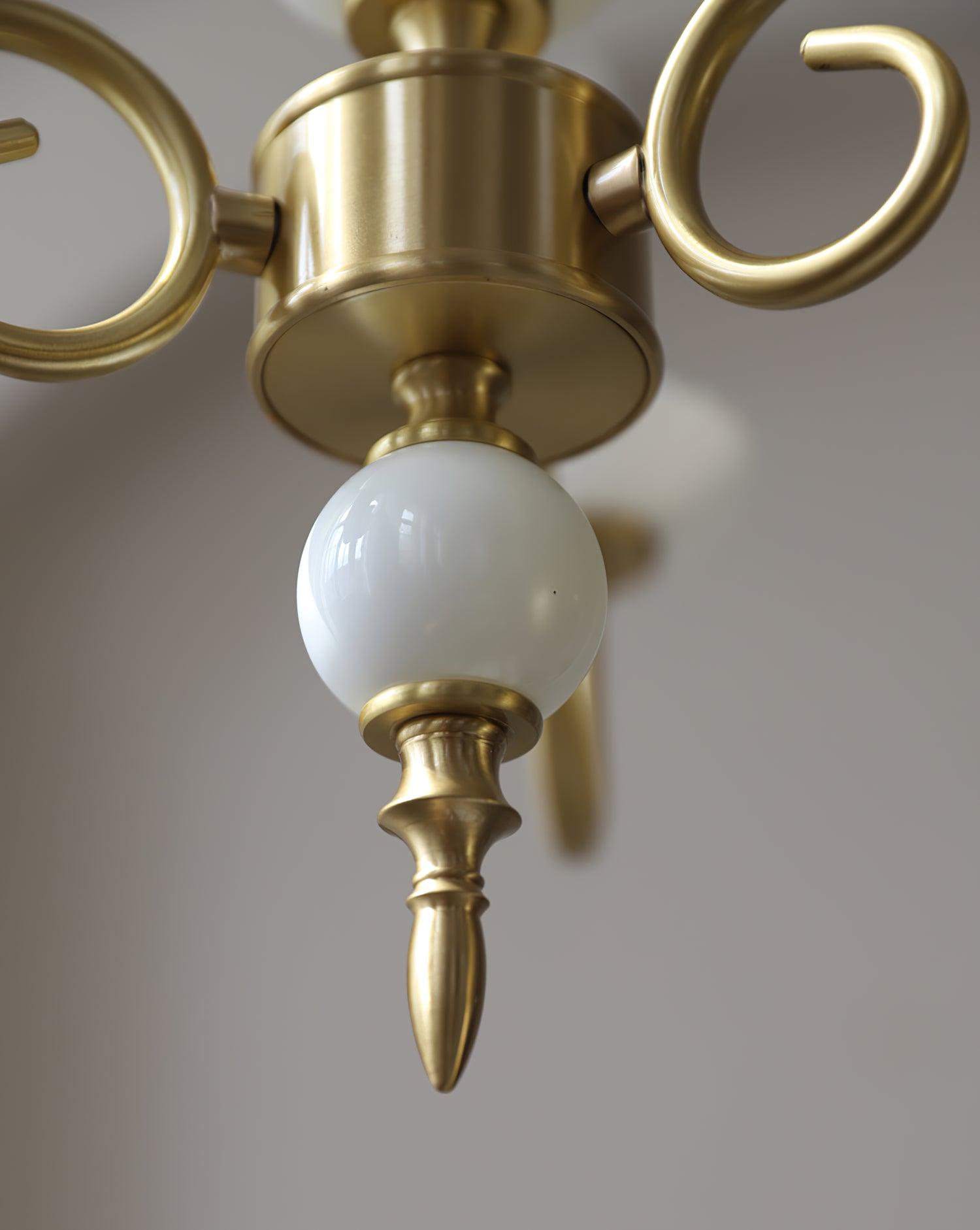 Carlita Contemporary Brass Chandelier with White Glass Shades for Dining Room