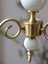 Carlita Contemporary Brass Chandelier with White Glass Shades for Dining Room