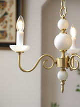 Carlita Contemporary Brass Chandelier with White Glass Shades for Dining Room
