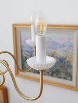 Carlita Contemporary Brass Chandelier with White Glass Shades for Dining Room
