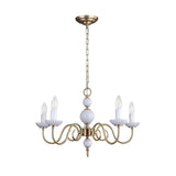 Carlita Contemporary Brass Chandelier with White Glass Shades for Dining Room