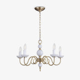Carlita Contemporary Brass Chandelier with White Glass Shades for Dining Room