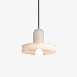 Carrara Alabaster Stone Pendant Lamp Modern White Marble Finish Indoor Hanging Light