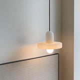 Carrara Alabaster Stone Pendant Lamp Modern White Marble Finish Indoor Hanging Light
