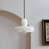 Carrara Alabaster Stone Pendant Lamp Modern White Marble Finish Indoor Hanging Light