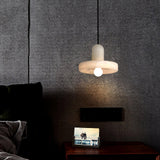 Carrara Alabaster Stone Pendant Lamp Modern White Marble Finish Indoor Hanging Light