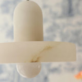 Carrara Alabaster Stone Pendant Lamp Modern White Marble Finish Indoor Hanging Light