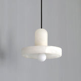 Carrara Alabaster Stone Pendant Lamp Modern White Marble Finish Indoor Hanging Light