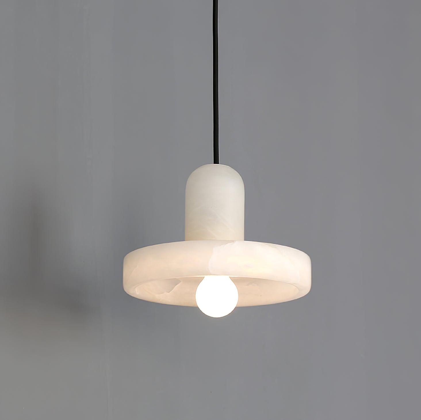 Carrara Alabaster Stone Pendant Lamp Modern White Marble Finish Indoor Hanging Light