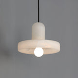 Carrara Alabaster Stone Pendant Lamp Modern White Marble Finish Indoor Hanging Light