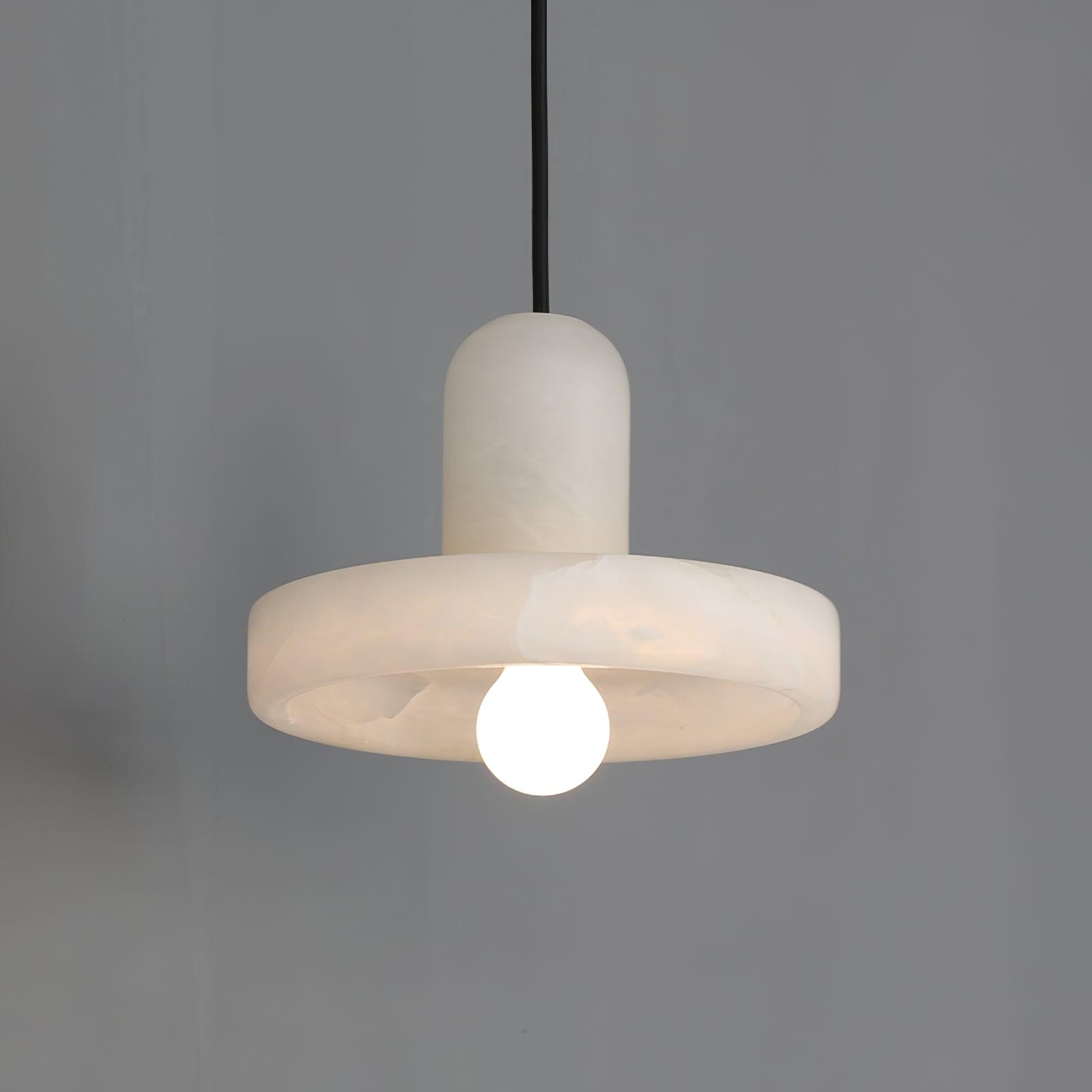 Carrara Alabaster Stone Pendant Lamp Modern White Marble Finish Indoor Hanging Light
