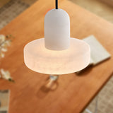 Carrara Alabaster Stone Pendant Lamp Modern White Marble Finish Indoor Hanging Light