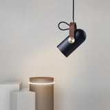 Carronade Adjustable Spot Pendant Light with Metal and Wood Style Industrial Design