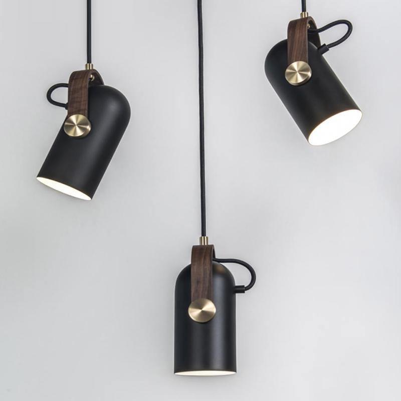 Carronade Adjustable Spot Pendant Light with Metal and Wood Style Industrial Design