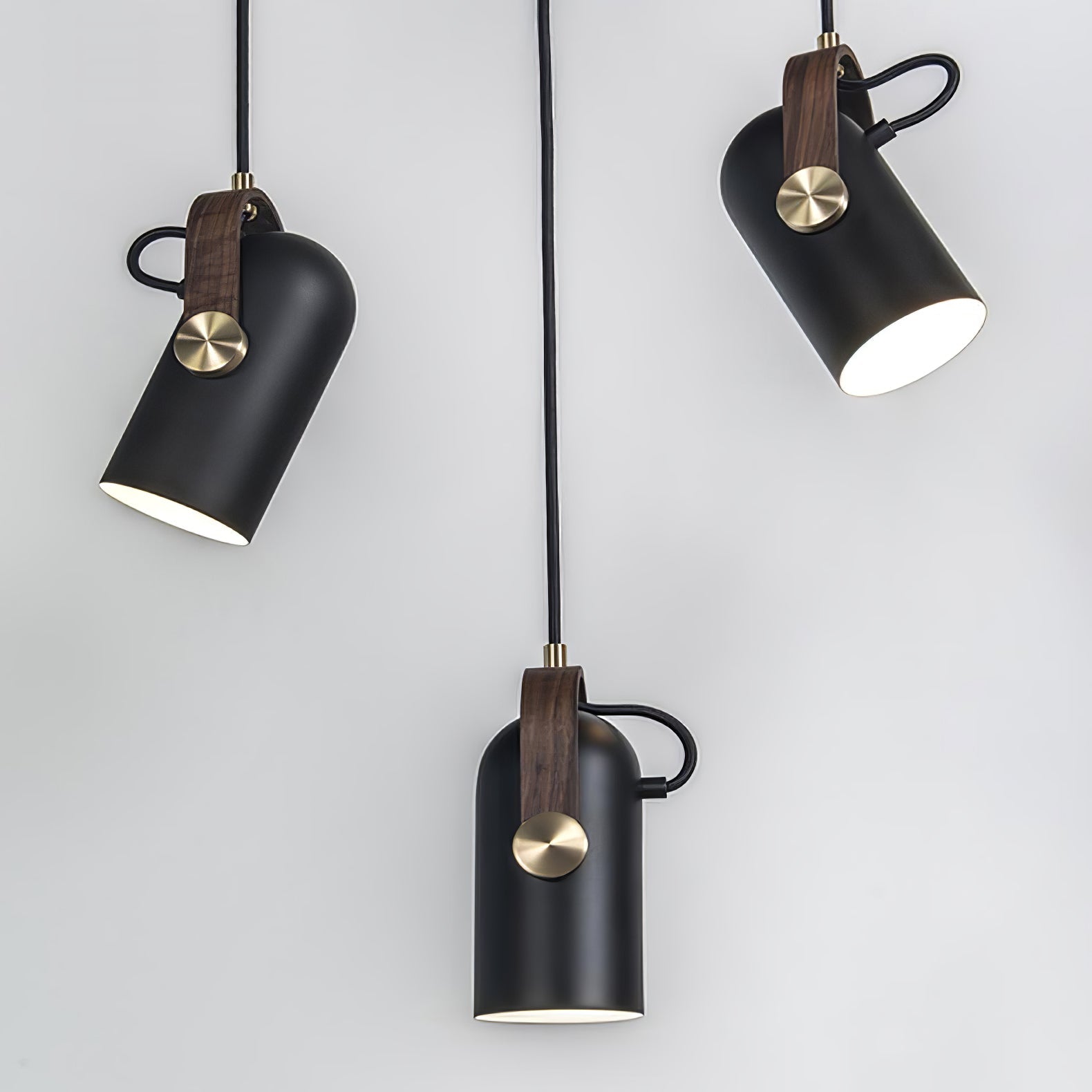 Carronade Adjustable Spot Pendant Light with Metal and Wood Style Industrial Design