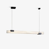 Cary Alabaster Linear LED Pendant Light Brass Modern Long Bar Chandelier for Dining Room
