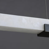 Cary Alabaster Linear LED Pendant Light Brass Modern Long Bar Chandelier for Dining Room