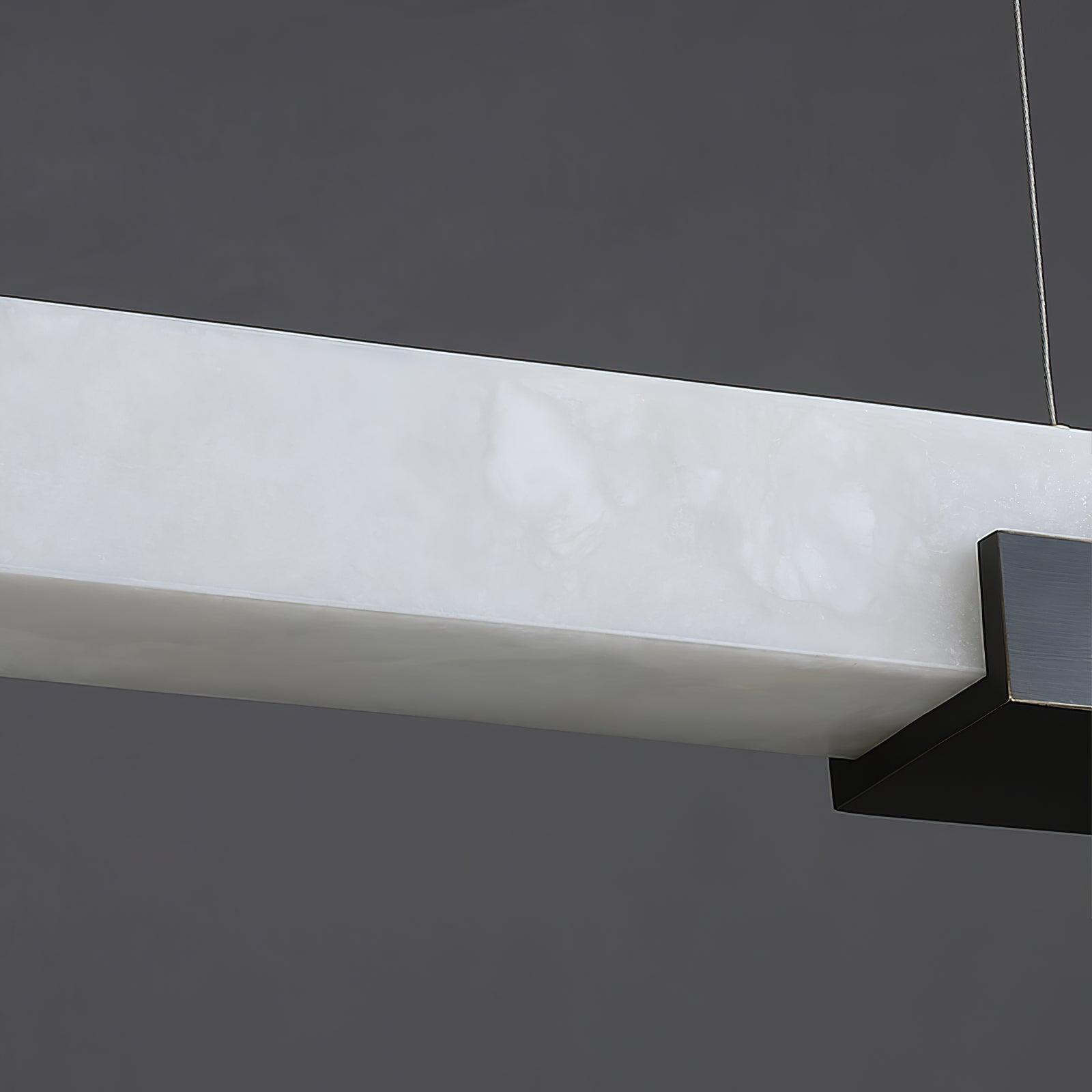 Cary Alabaster Linear LED Pendant Light Brass Modern Long Bar Chandelier for Dining Room