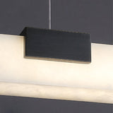 Cary Alabaster Linear LED Pendant Light Brass Modern Long Bar Chandelier for Dining Room