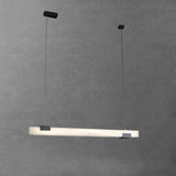 Cary Alabaster Linear LED Pendant Light Brass Modern Long Bar Chandelier for Dining Room