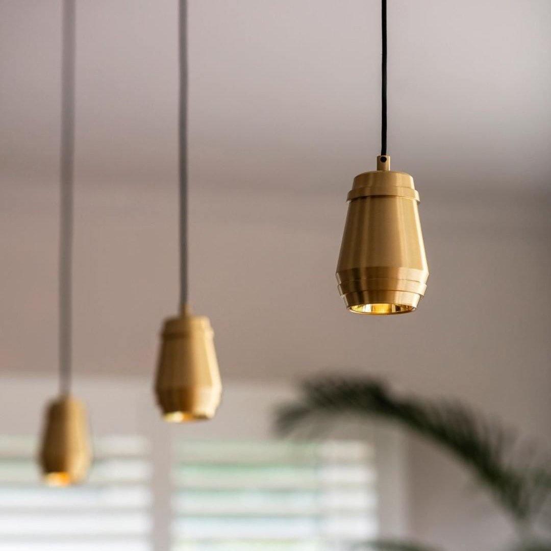 Cask Brushed Brass Cylinder Pendant Light for Modern Kitchen and Dining Areas