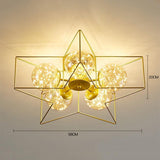 Modern Gold Star Shaped LED Ceiling Light 5 Light Geometric Flush Mount Fixture for Bedrooms