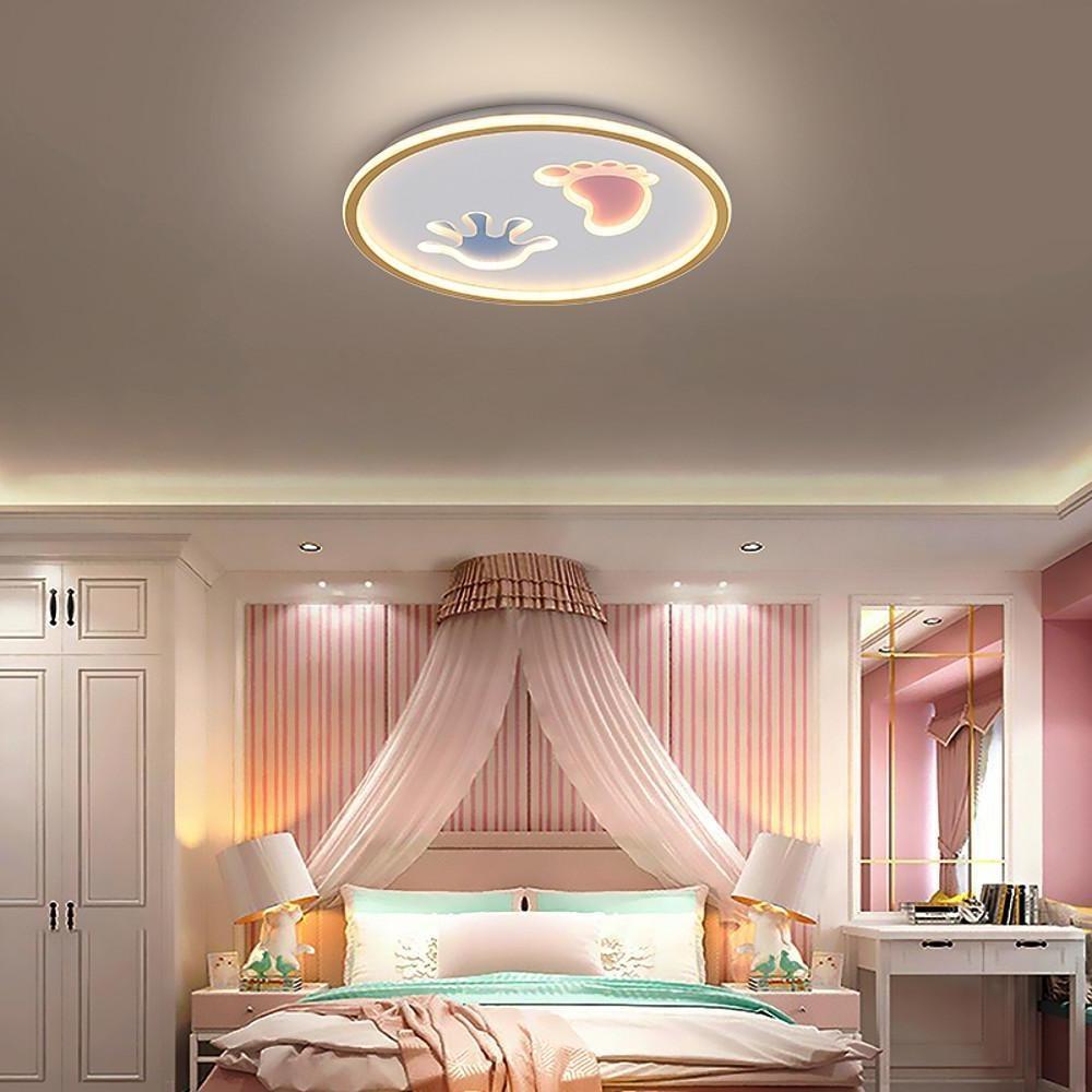 20 Inch Modern LED Kids Room Ceiling Light Hand and Footprint Design Acrylic Flush Mount Fixture
