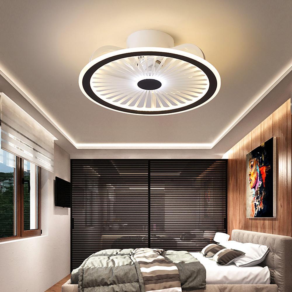 Circular 19 Inch LED Ceiling Fan Bladeless Design Dimmable Lighting for Modern Home Office