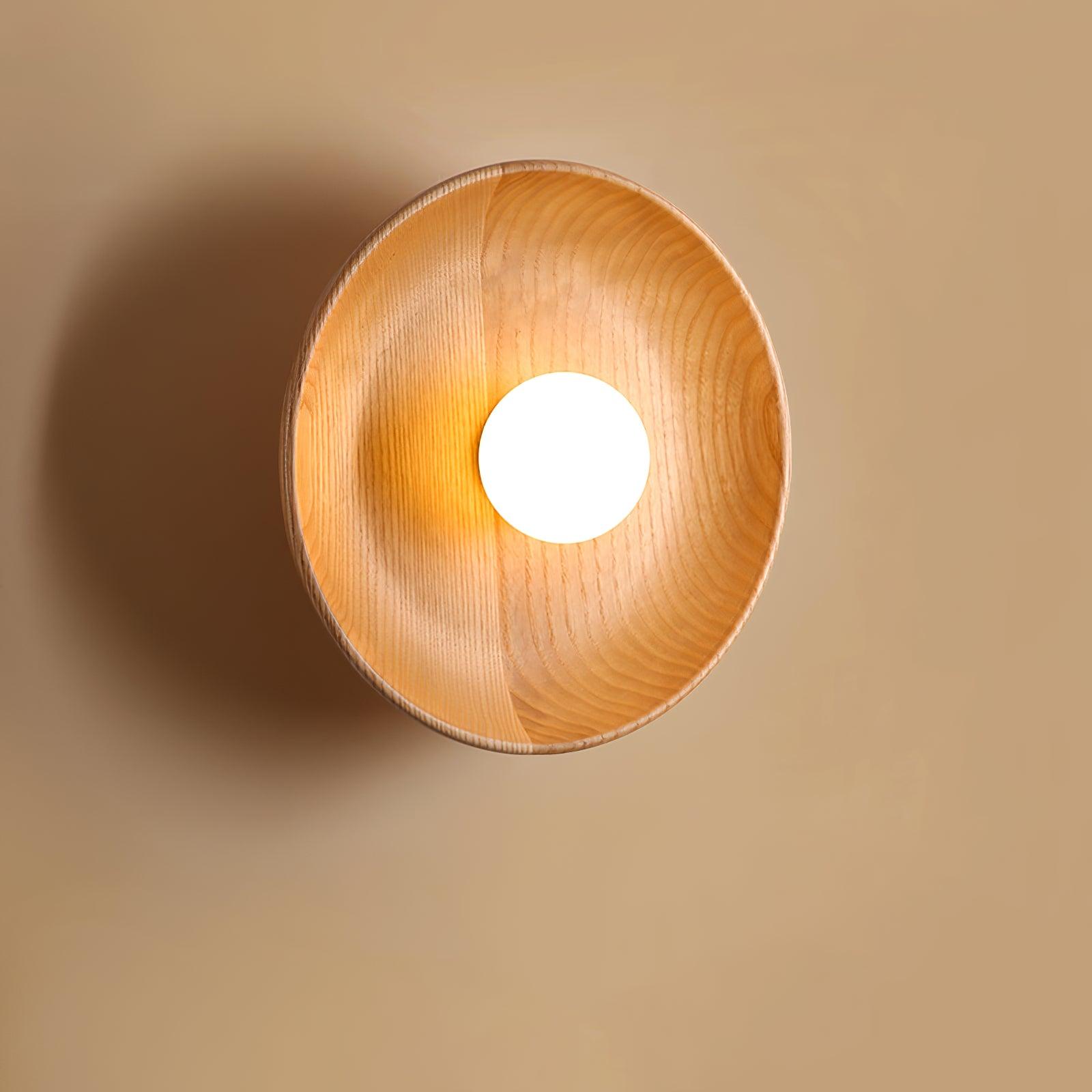 Centric Minimalist Wood Wall Lamp Set of Two Indoor Glass Sconce and Flush Mount Ceiling Light Fixture